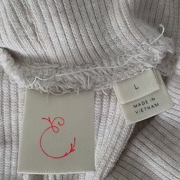 Anthropologie Eloise Ribbed Turtleneck Sweater Lace Oatmeal Large - Picture 8 of 9